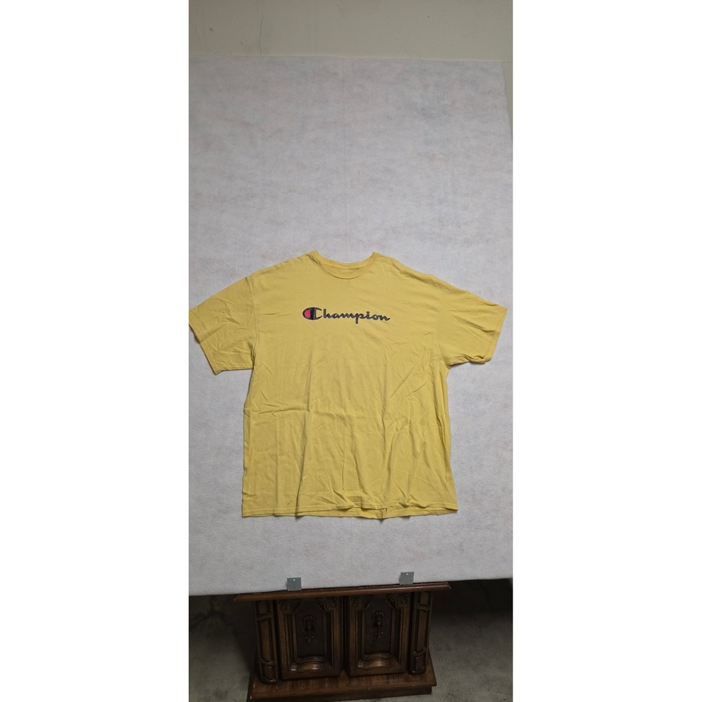 Champion T-Shirt Size 3XL Yellow Short Sleeve Graphic Logo Tee